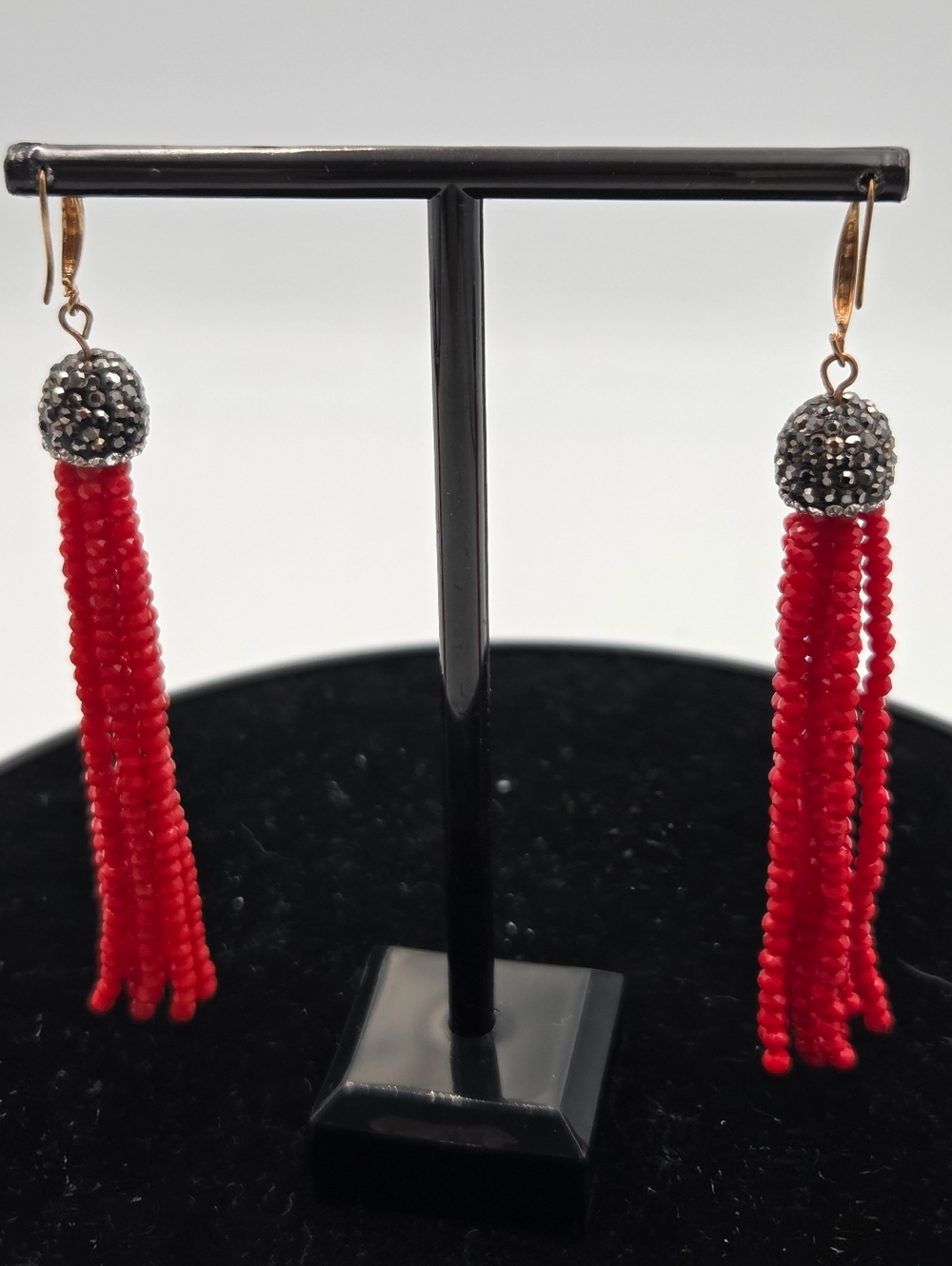 Tassel Earrings Red Beaded Drop Earrings